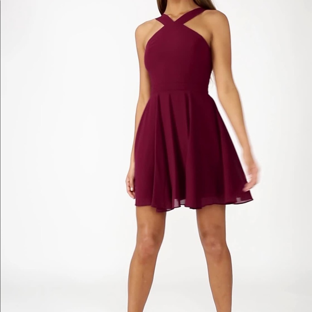Lulus Maroon Skater Dress